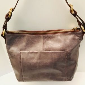 HOBO  Original Charlie Taupe Gray Glazed Leather
